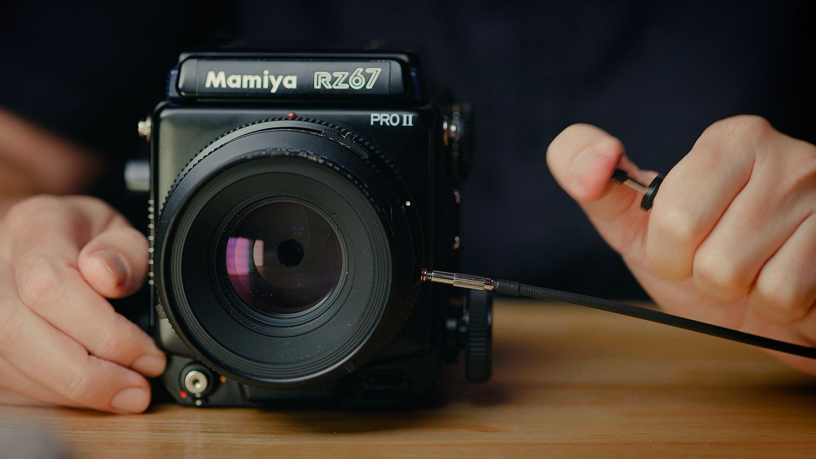 Open shutter on the Mamiya RZ67