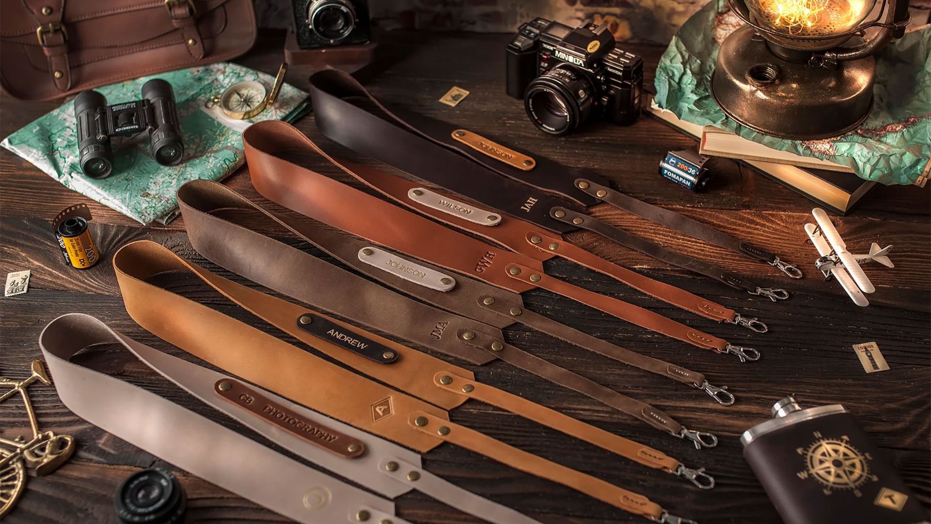 Personalized leather camera straps