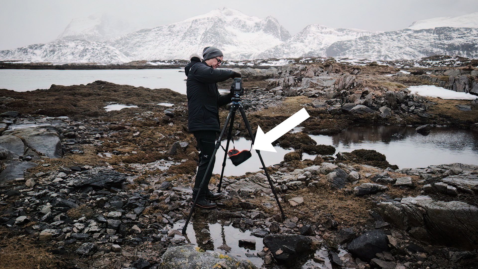 Me using the Vanguard Stone Bag in Lofoten