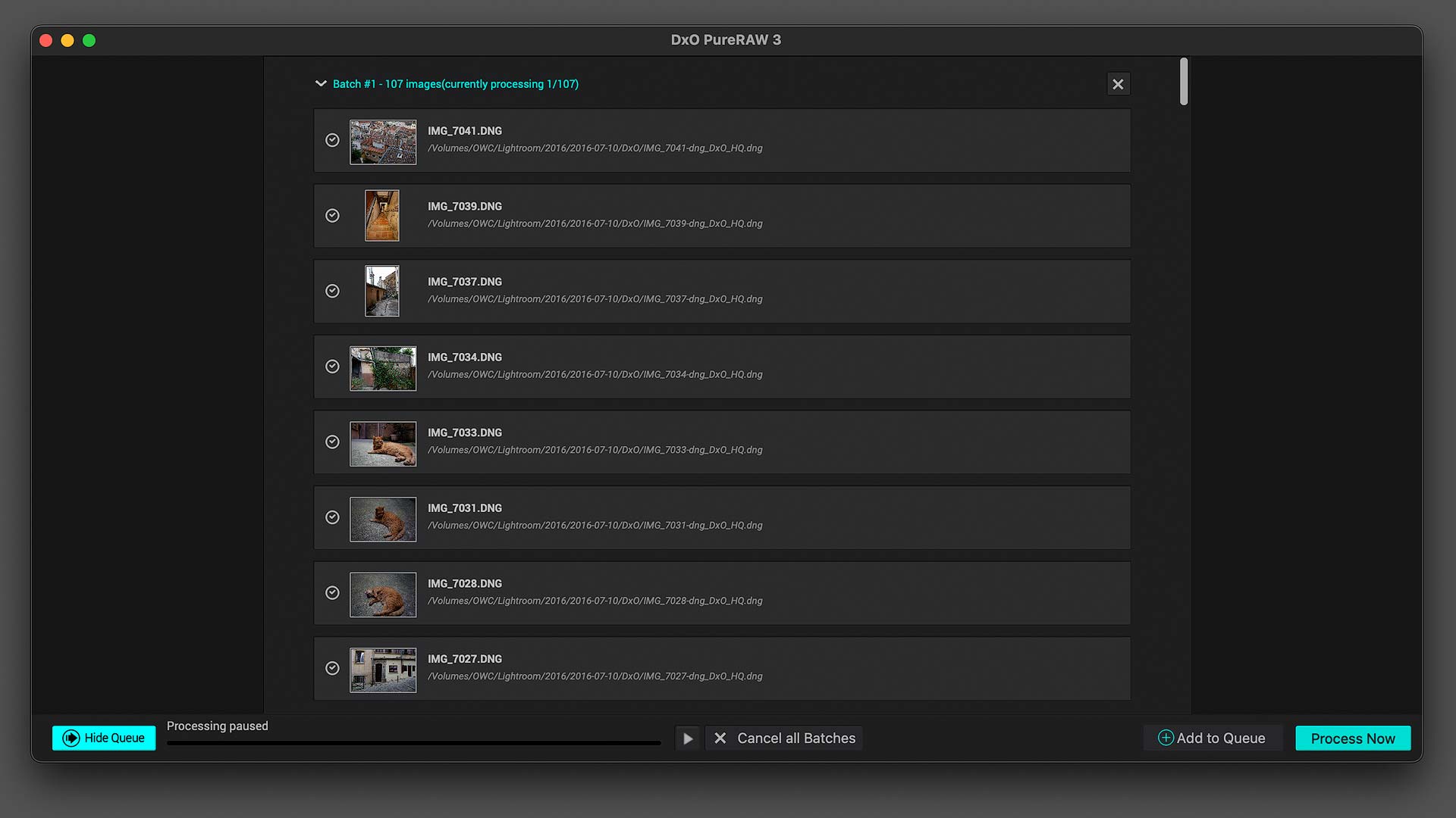 New queue interface in PureRaw 3
