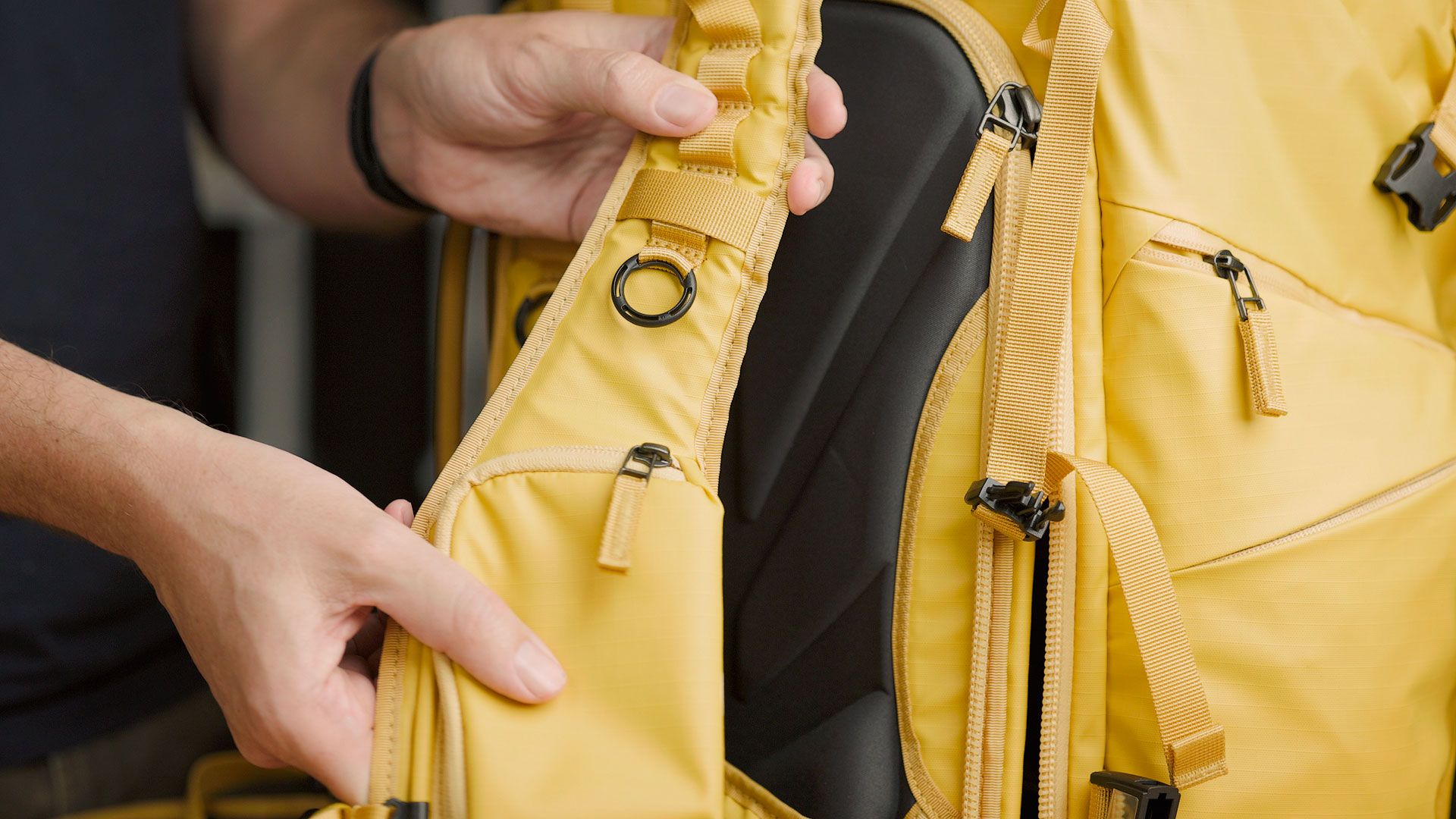 Shoulder strap detail on the Shimoda Action X V2