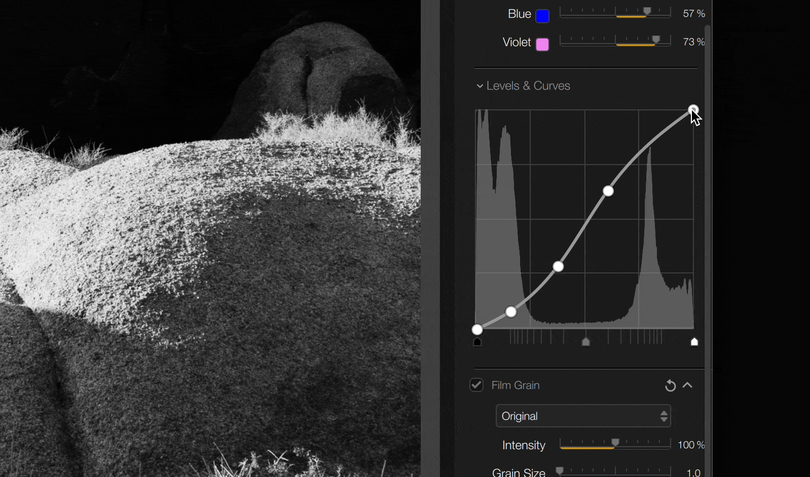 Unique black and white point adjustment behavior in Silver Efex