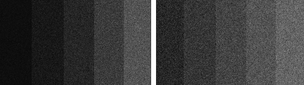 Film grain comparison (Silver Efex left, Lightroom right)