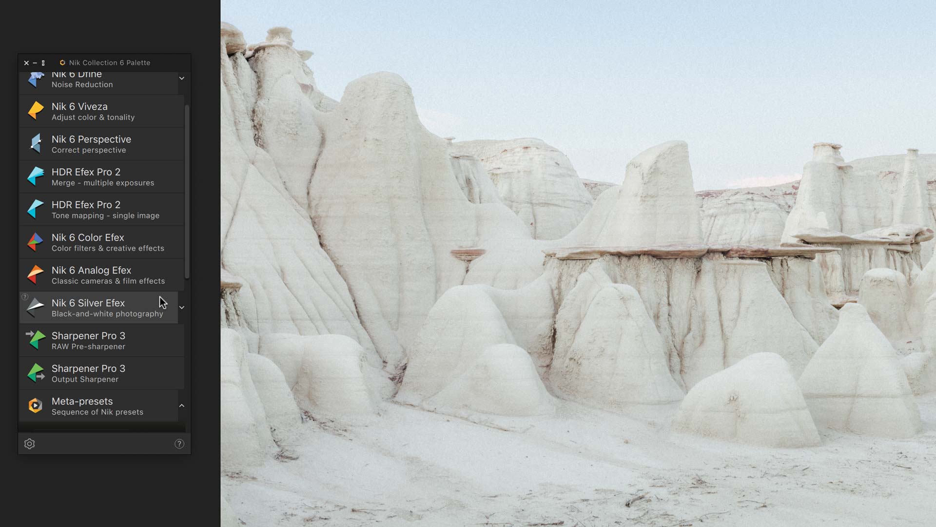 Floating Nik Collection Palette in Adobe Photoshop