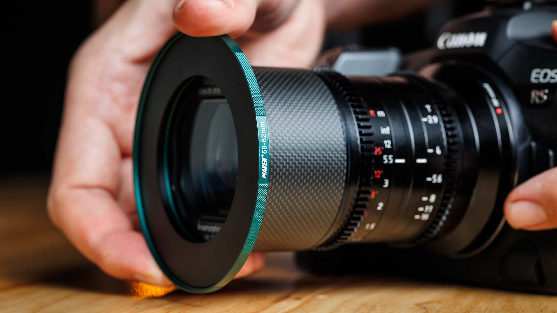 Maven 58-82mm step-up ring on the Sirui Saturn 35mm