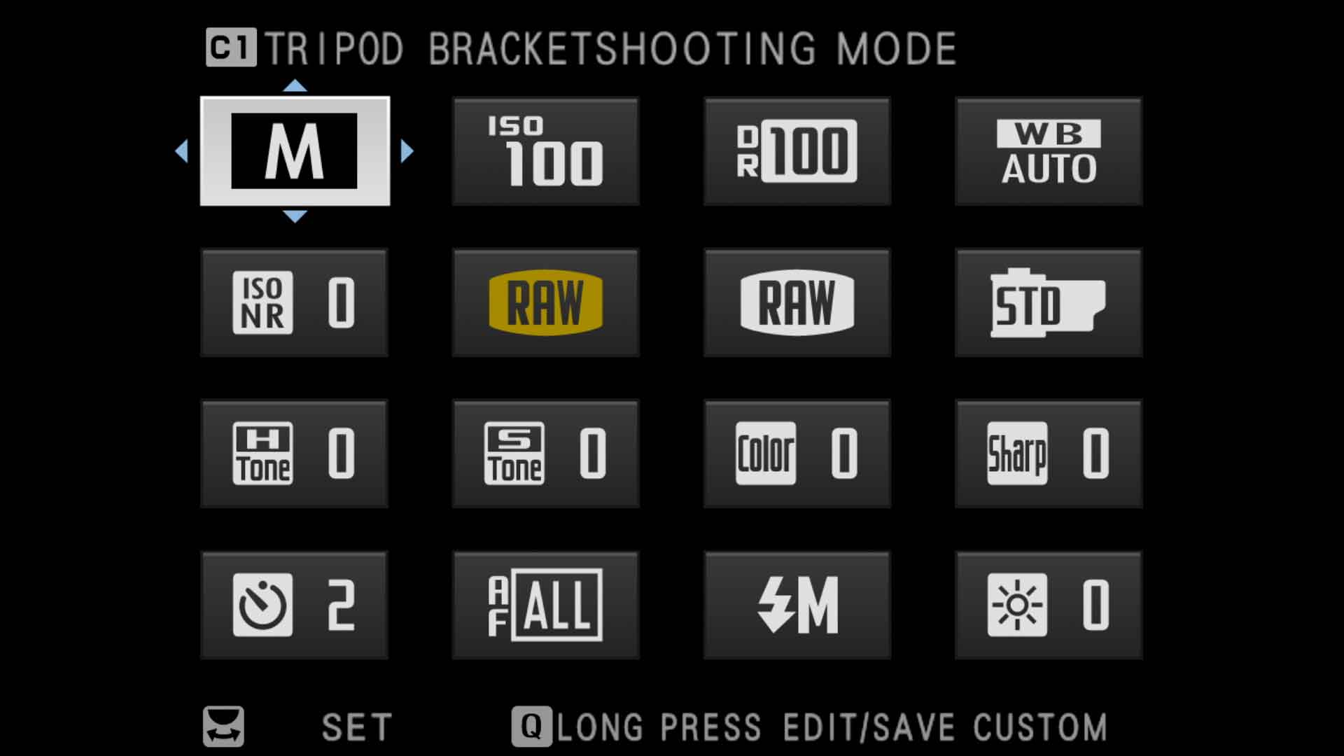 Quick menu on the Fuji GFX 100s