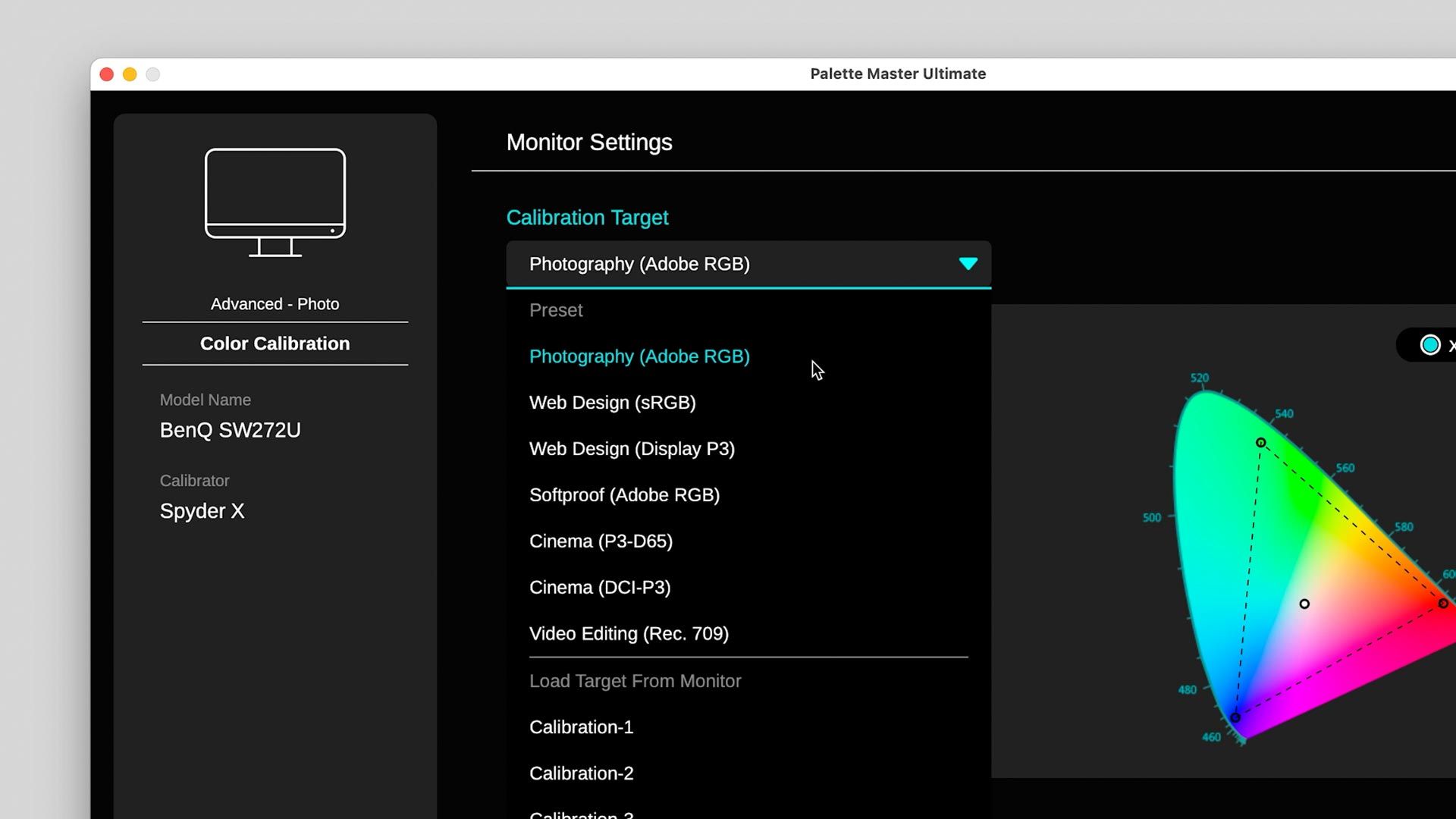 Calibration Target presets in Palette Master Ultimate