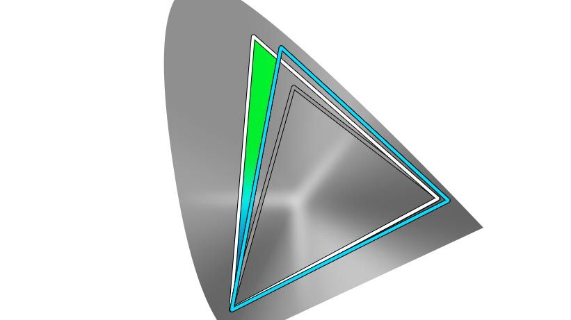 Hues supported by Adobe RGB but not Display P3