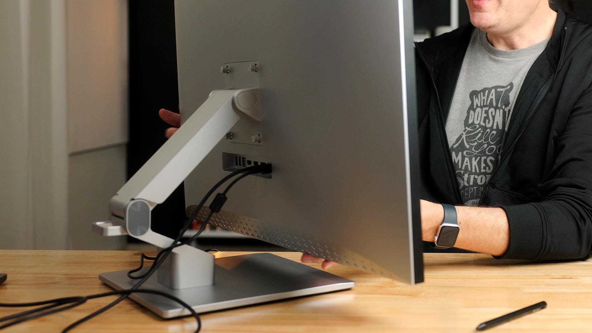 Alogic Fold Stand mounted to a Clarity touchscreen