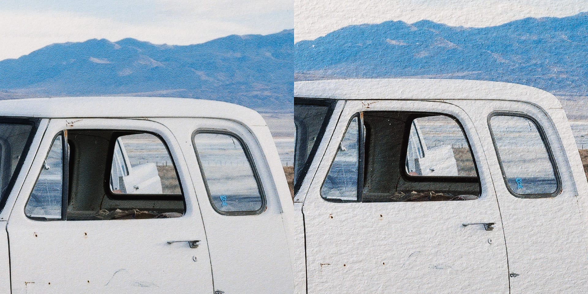 Matte Baryta paper (left), William Turner Textured (right)