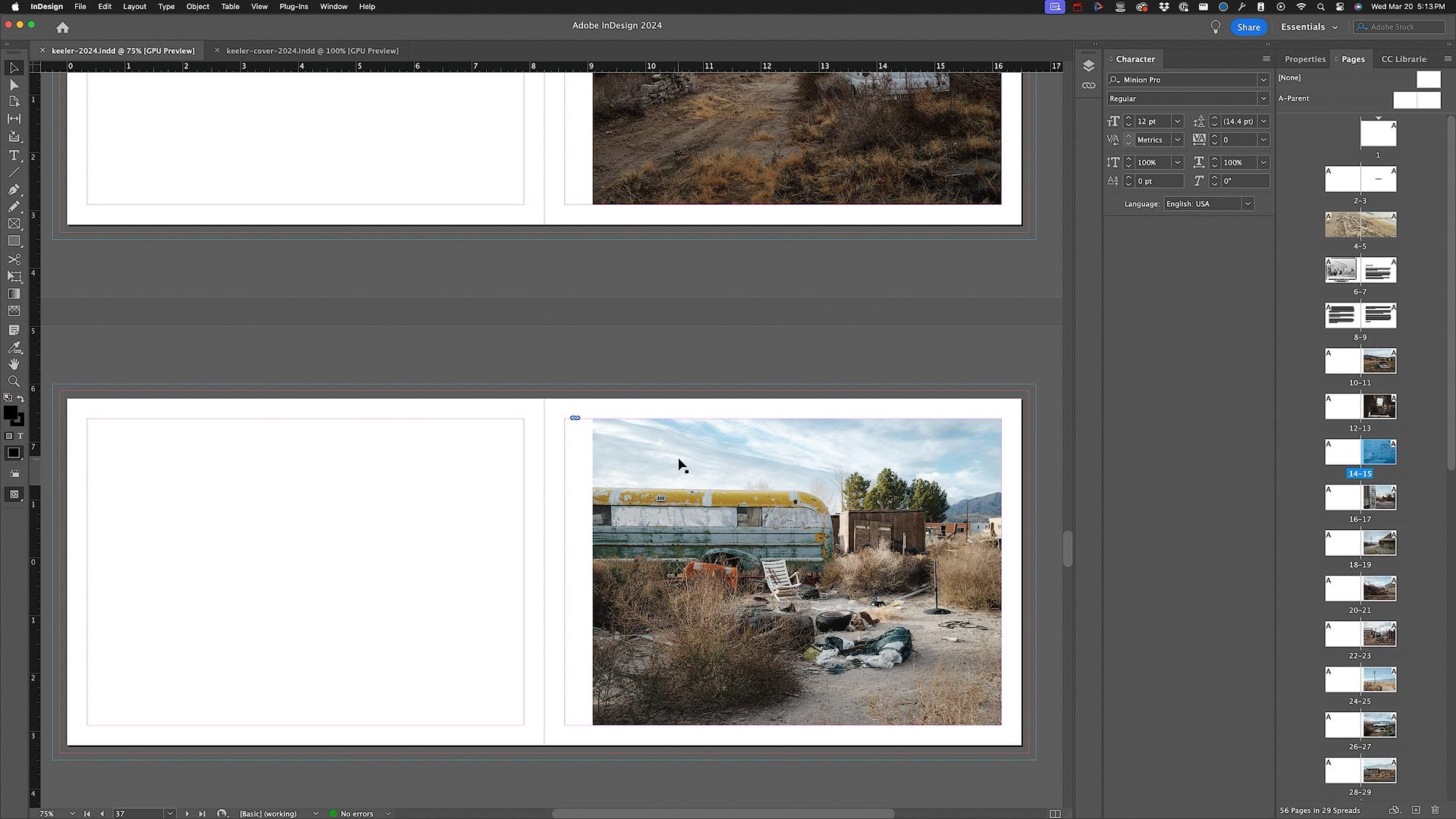 Laying out the zine in Adobe InDesign