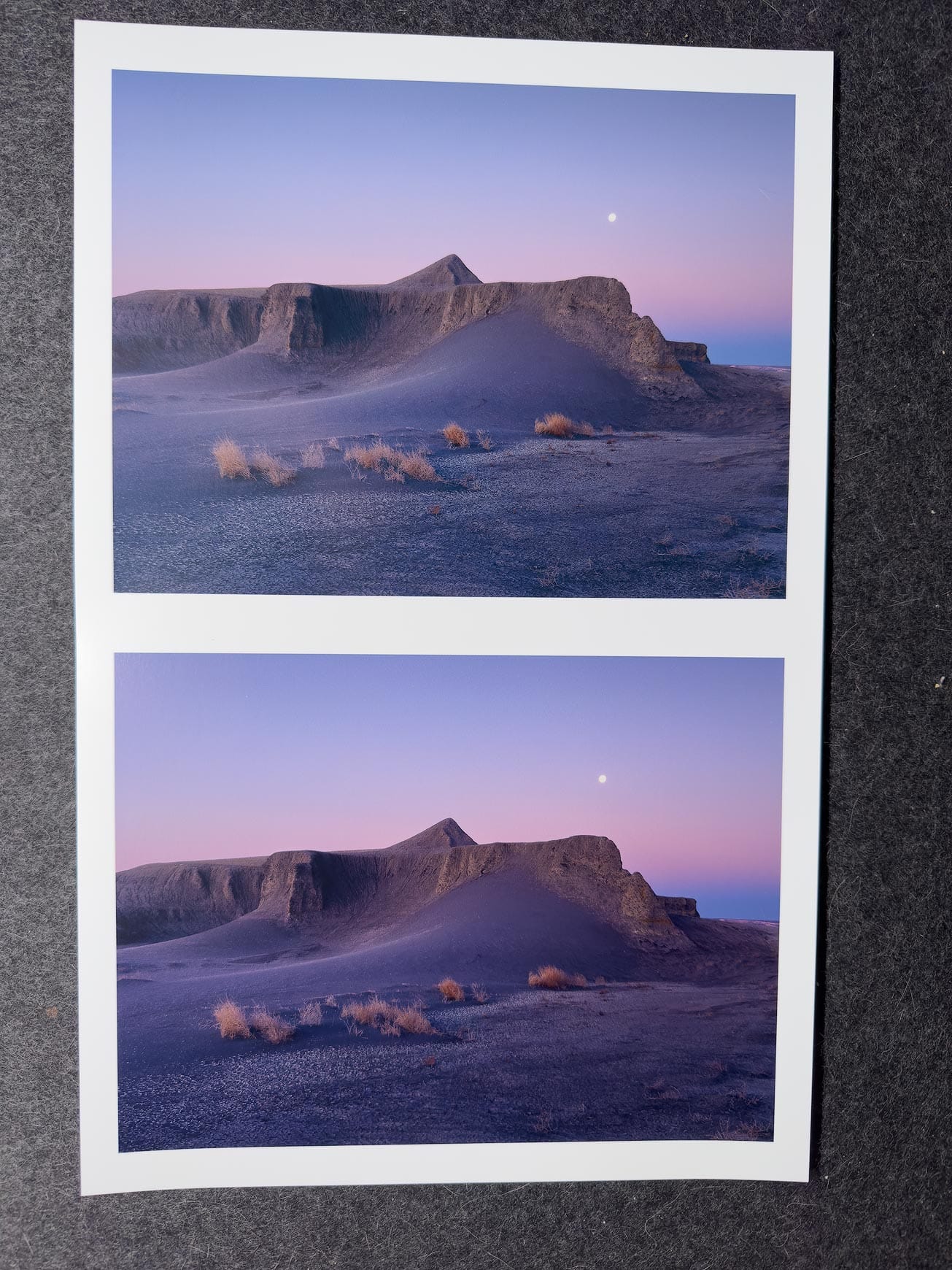 Canson generic profile (top), Walking custom profile (bottom)