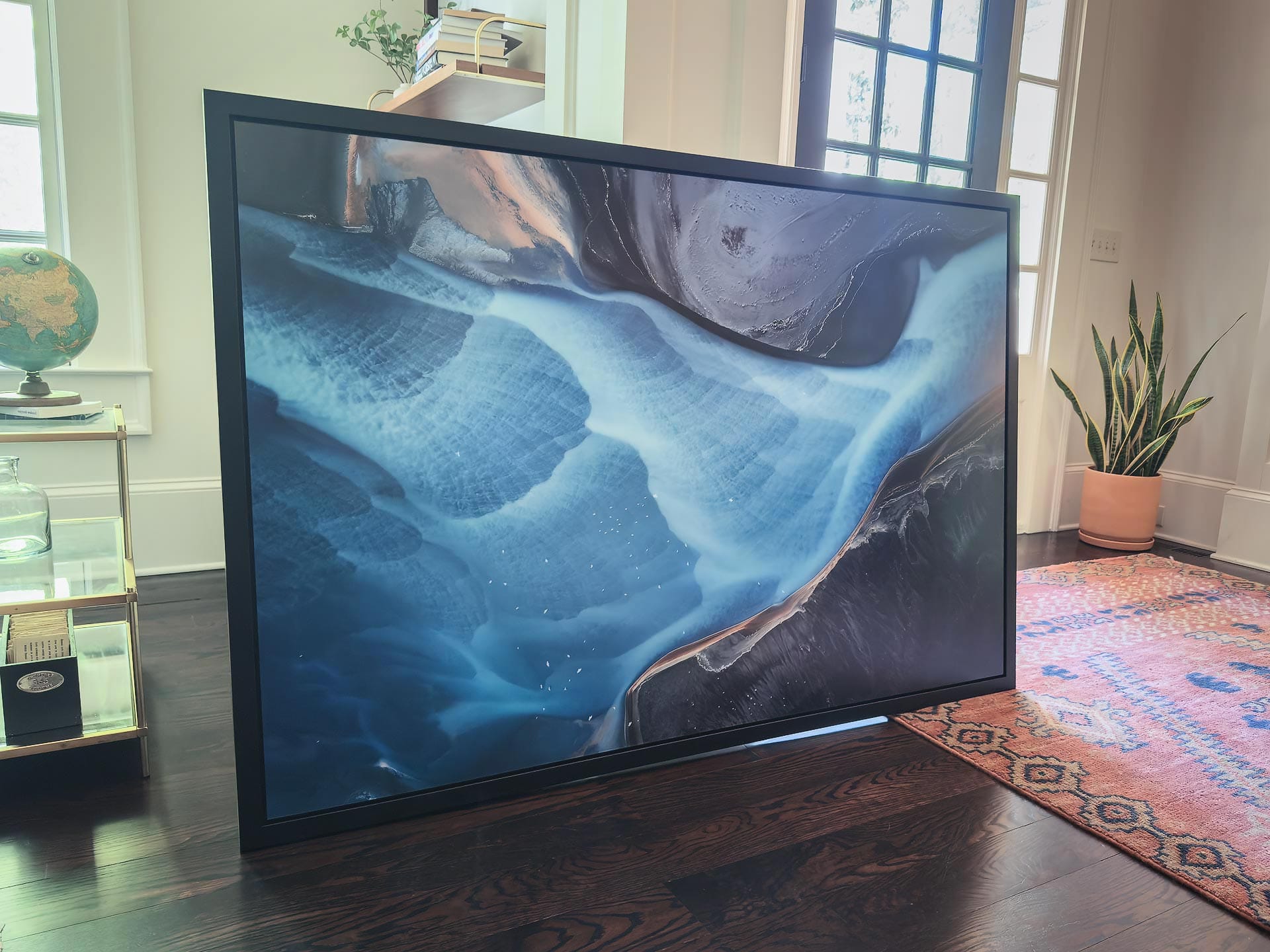 Final frame and mounted print on aluminum dibond, matte acrylic and black oak frame