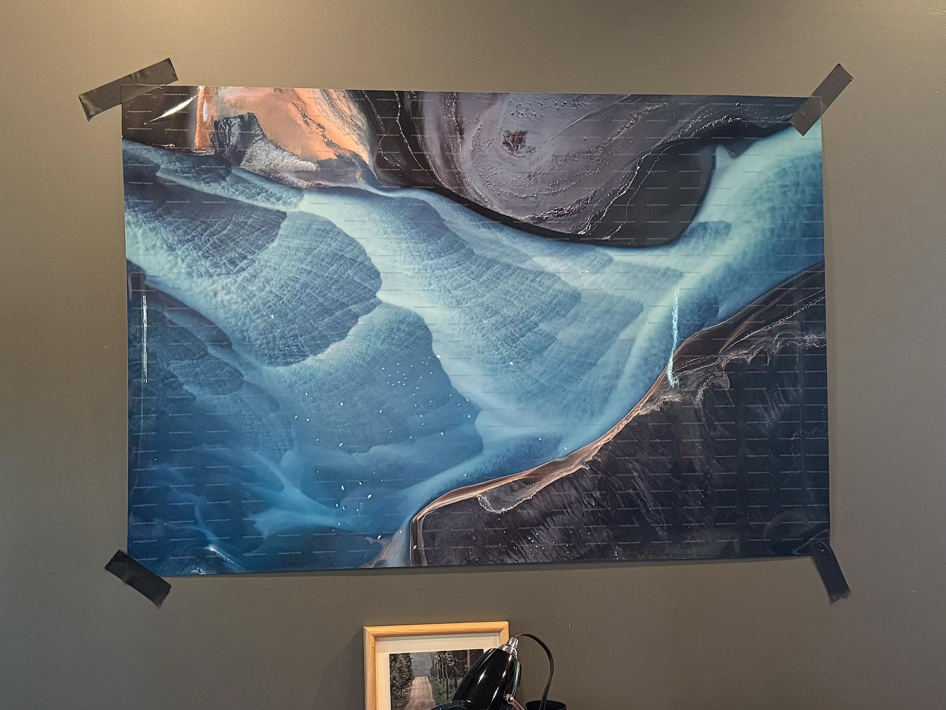 Test print on the wall using gaffers tape