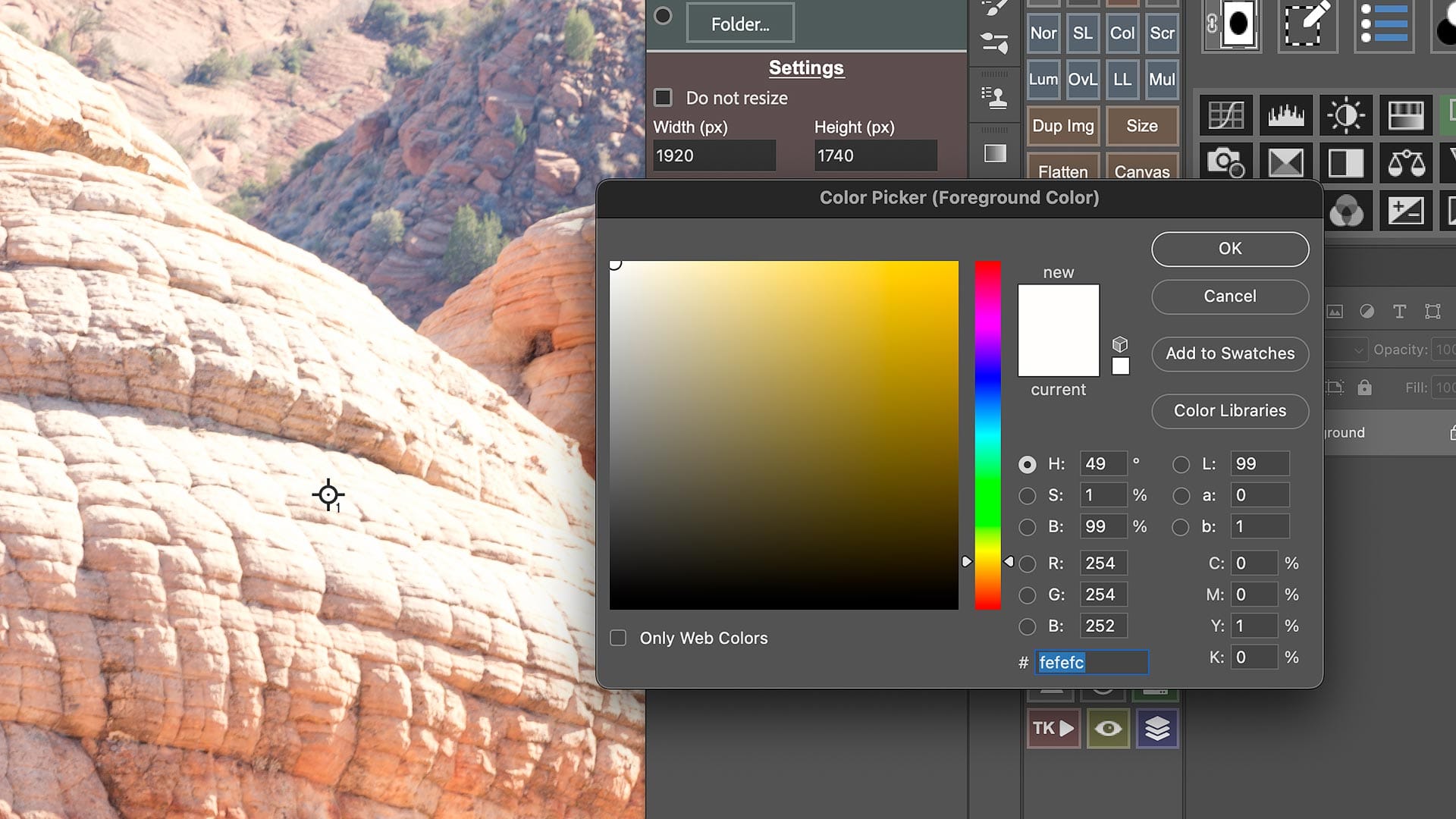 Sampled area of a raw file with bright highlights