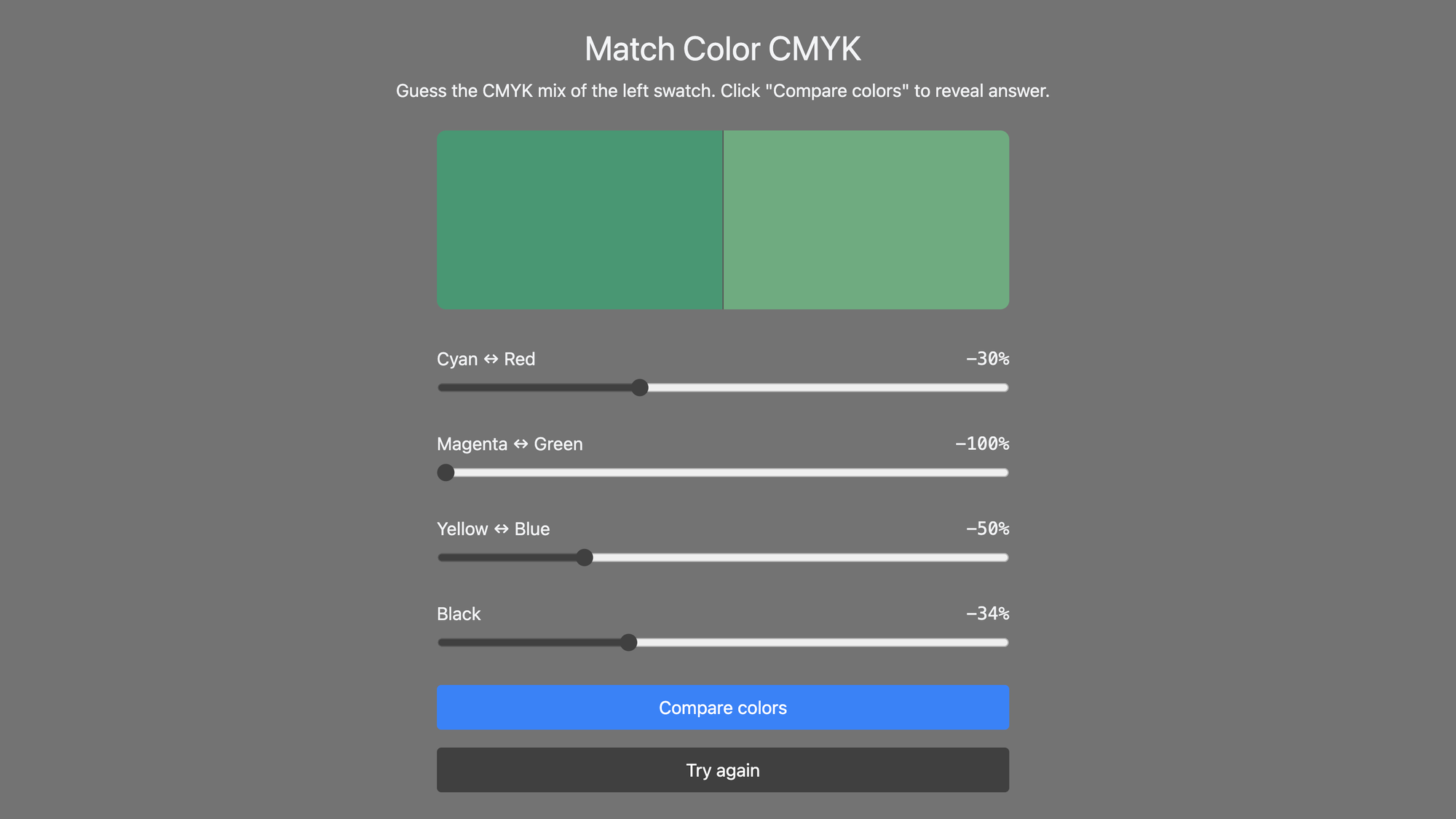 Match Color CMYK game