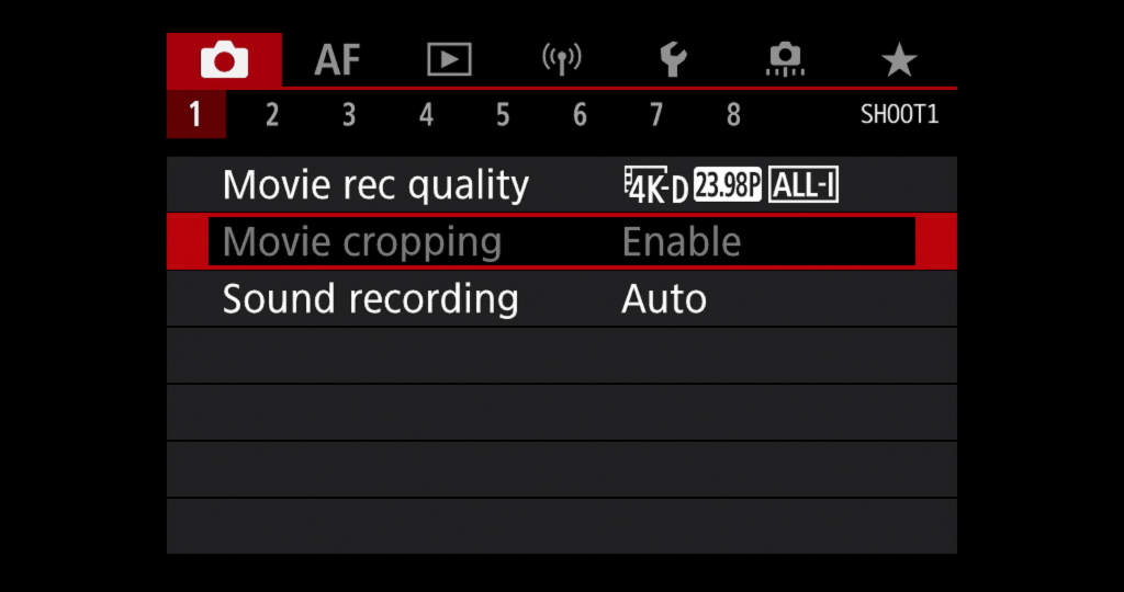 EOS R5 Movie Cropping