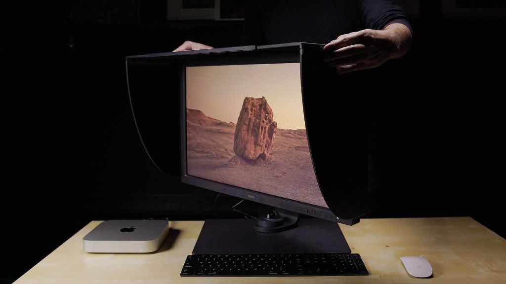 BenQ SW271C with hood in horizontal orientation