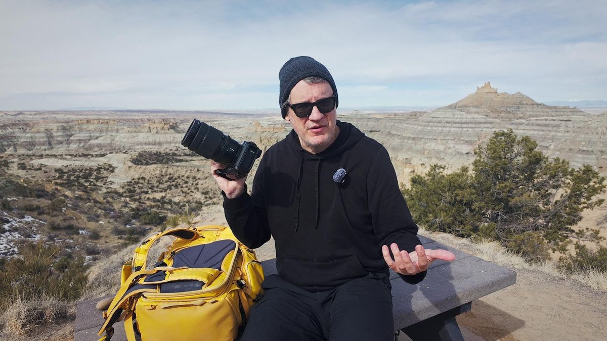 Holding the GF 45-100mm in New Mexico