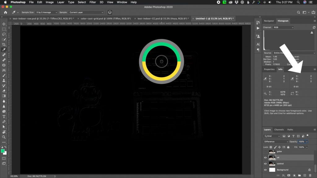 Difference layer test to test color accuracy