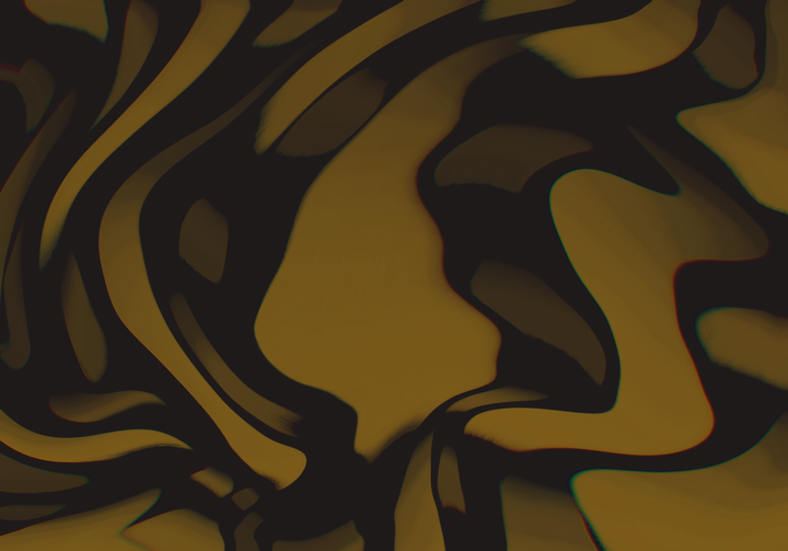 Abstract pattern featuring flowing, organic shapes in golden yellow and dark brown colors that create fluid, swirling forms across the image.