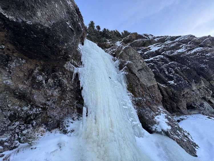 Ice climbing in Hyalite Canyon, Montana