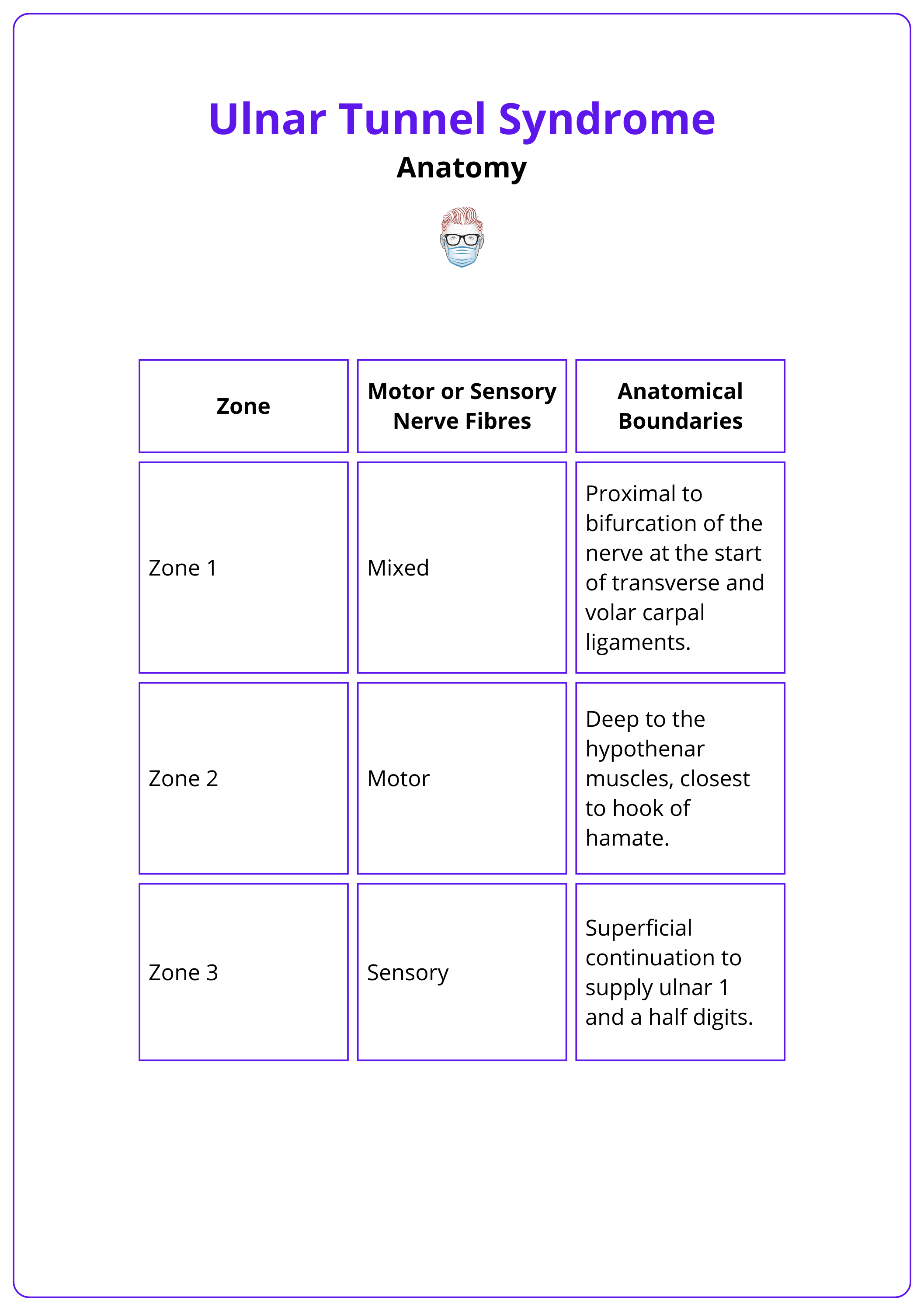 The 3 zones of Guyon’s canal, Anatomy of the Ulnar Tunnel