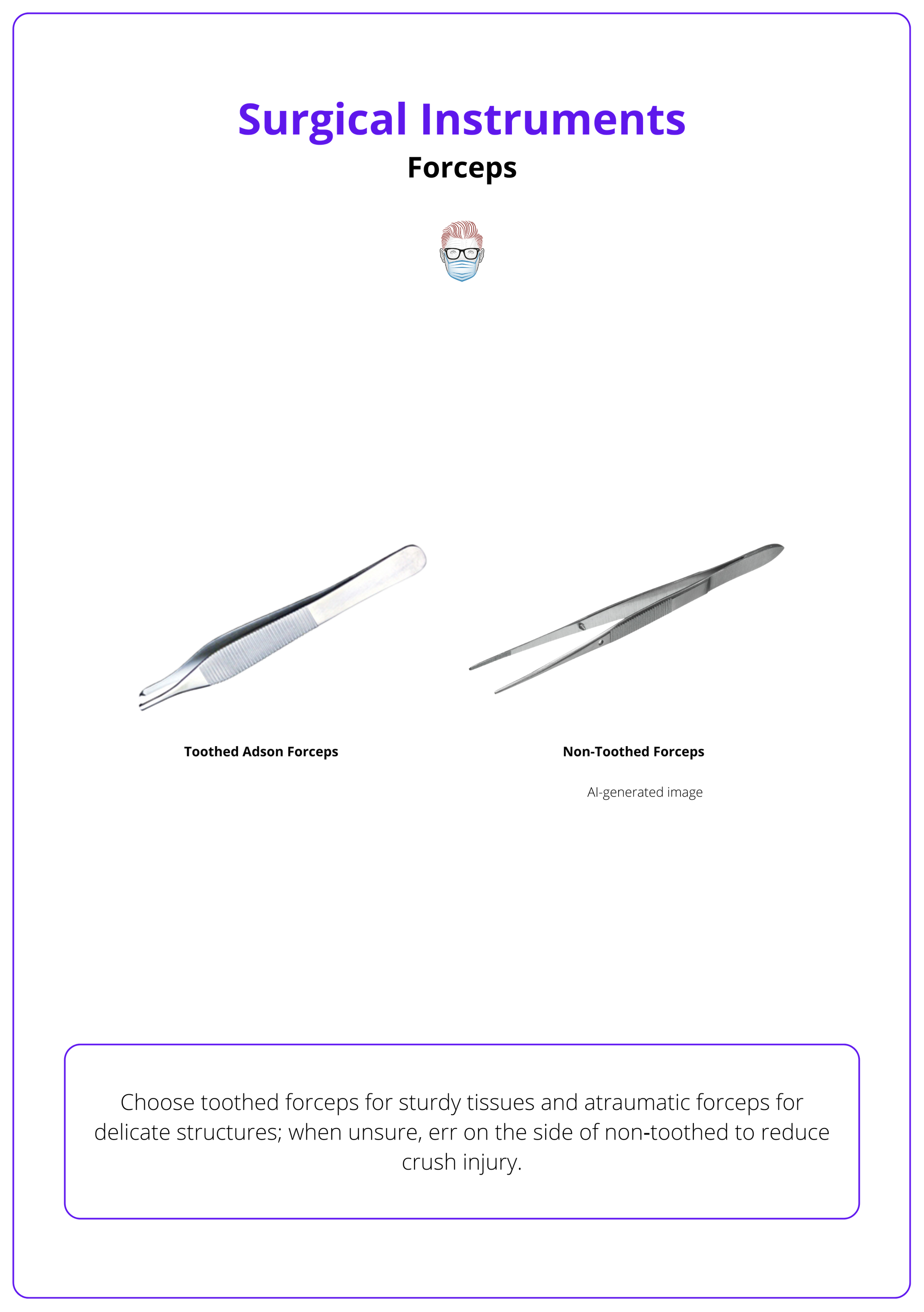 Forceps, Surgical instruments guide