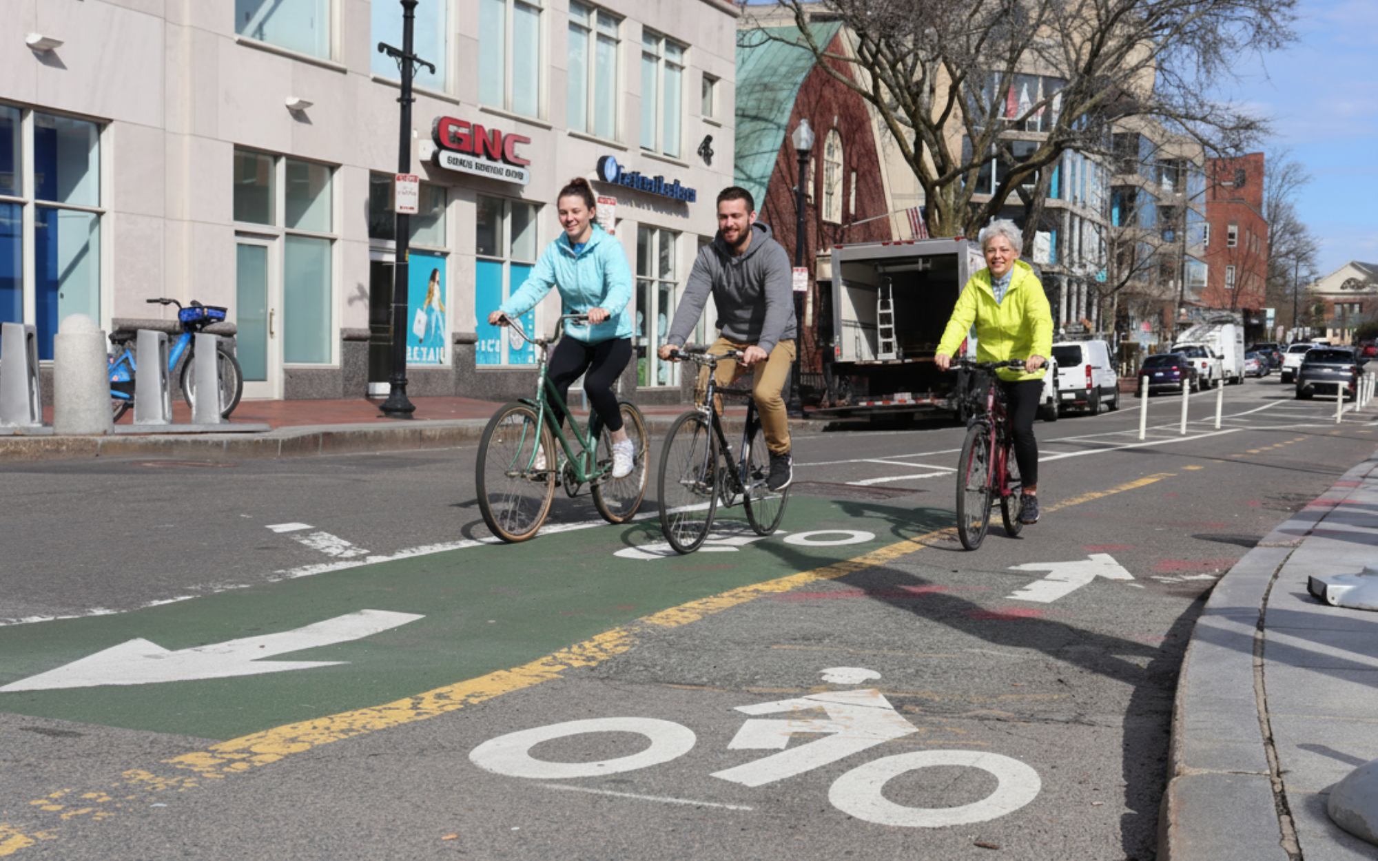 Cambridge is one of the best places to live car-free—protected bike lanes, Red Line access, and plenty of racks make biking easy, affordable, and eco-friendly.