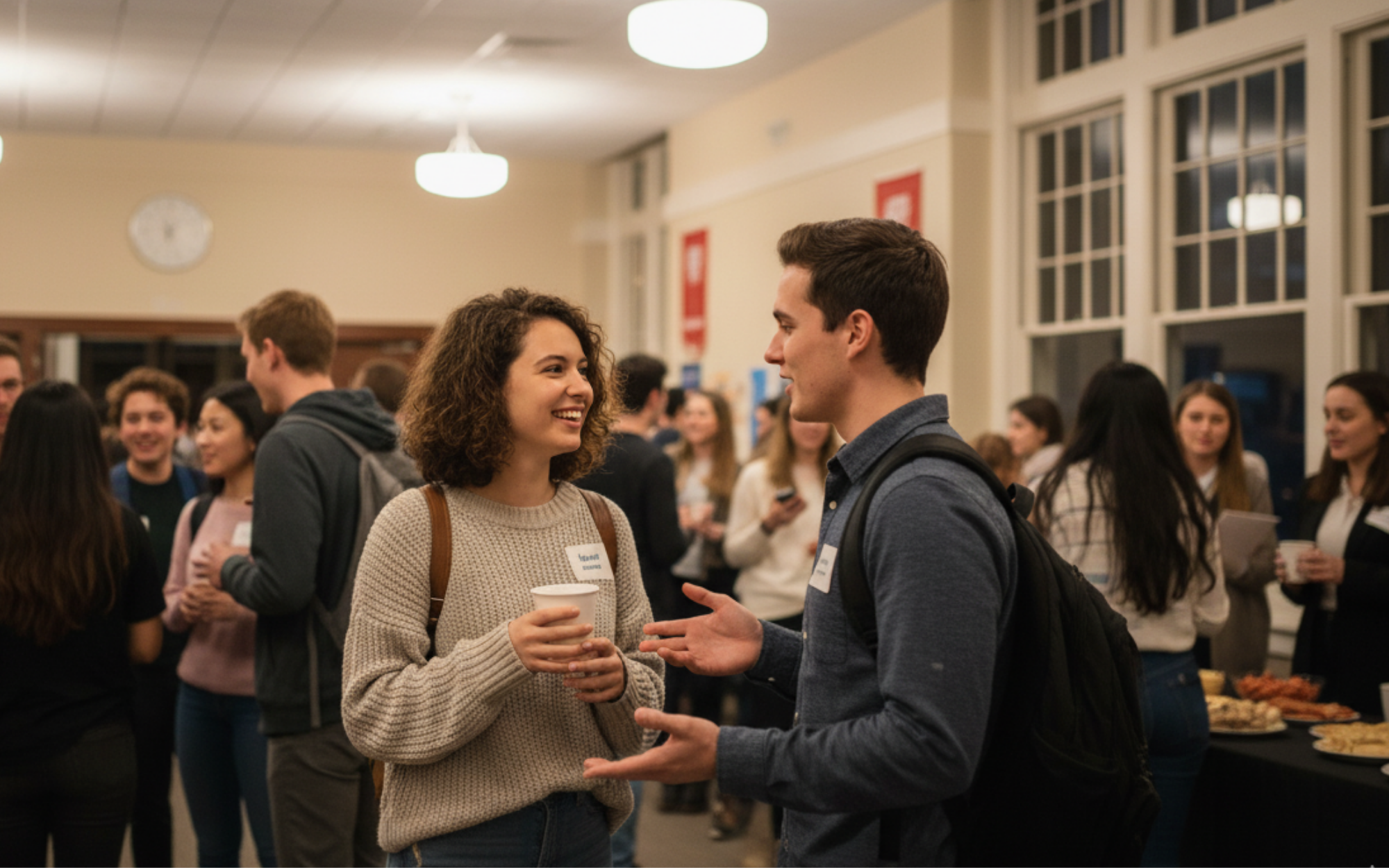 Harvard off-campus students connecting through clubs, campus events, and local Cambridge hangouts — building community, friendships, and a social life beyond the dorms.