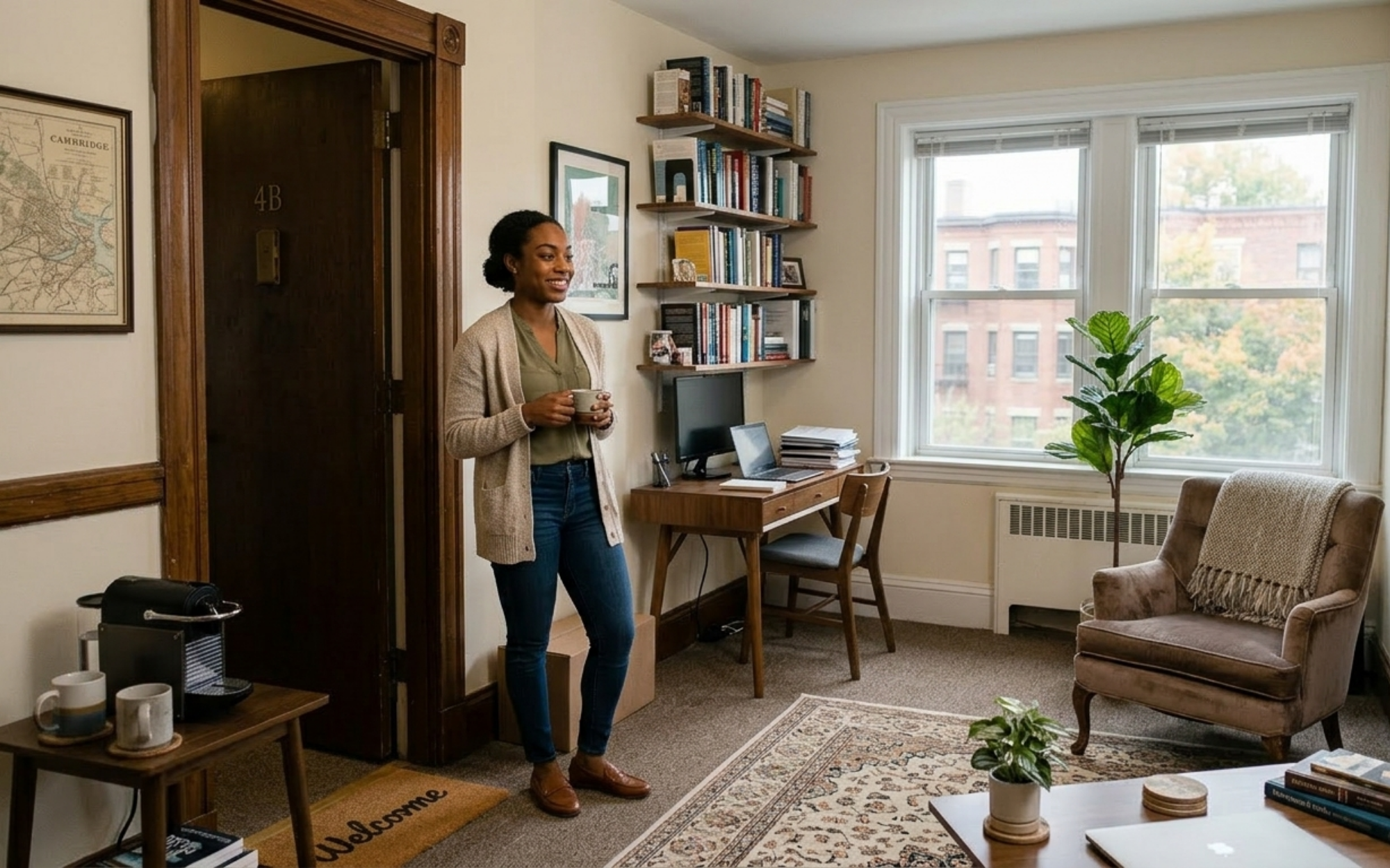 MIT PhD student living off campus in a Cambridge apartment, showing the flexibility of off-campus housing during graduate school.