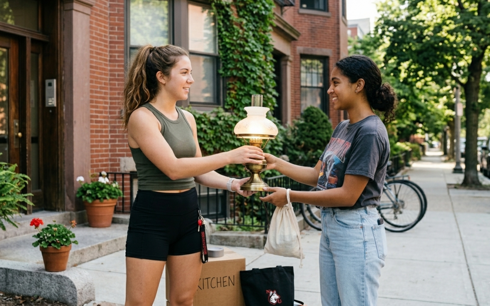 Northeastern University student selling furniture between semesters to save on moving and storage costs in Boston