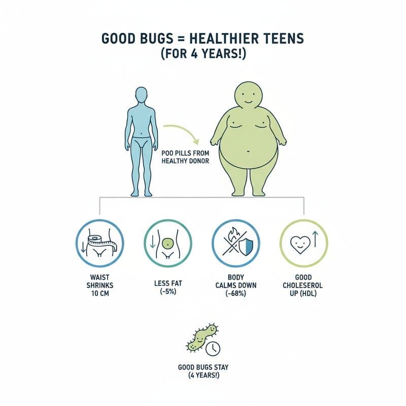 FMT capsules from lean donors reducing metabolic syndrome in obese adolescents with persistent donor microbiome