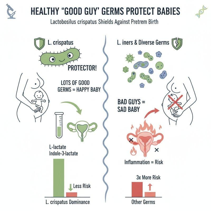 Vaginal microbiome comparison between Lactobacillus crispatus protection and dysbiosis risk for preterm birth