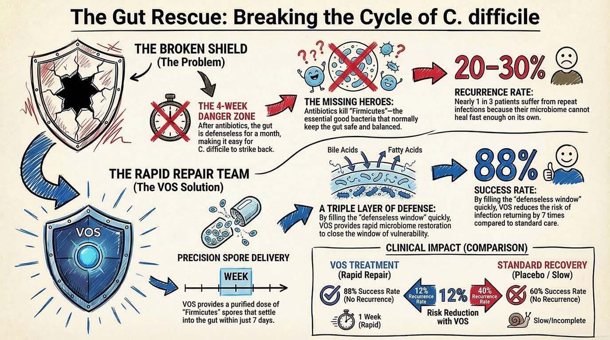 Wie ein mikrobielles Therapeutikum die Clostridium-difficile-Rekurrenz stoppt