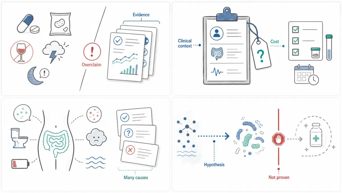 Whiteboard mit Preiszettel, Anamnese und Test-Checkliste — Kosten einer Mikrobiota-Beratung