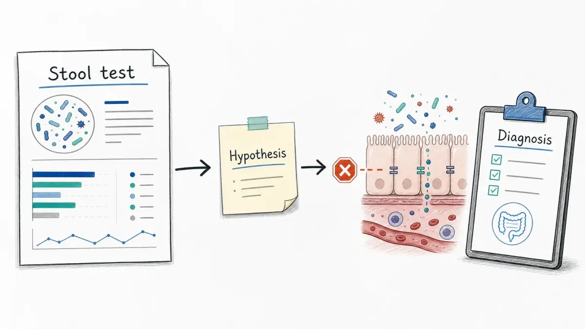 Stuhltest-Bericht führt zu Hypothese, gestoppt vor Darmbarriere-Diagnose — Mikrobiomtest Leaky Gut