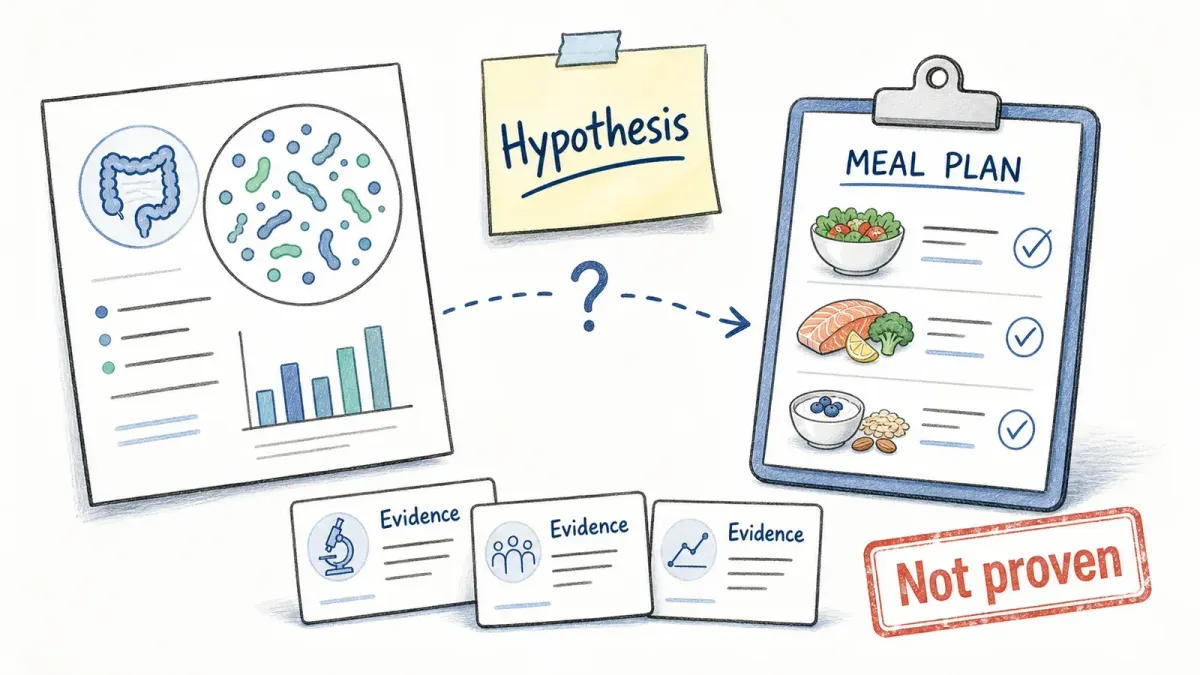Whiteboard-Mikrobiombericht zeigt auf Hypothese vor Ernährungsplan — personalisierte Darmgesundheitspläne