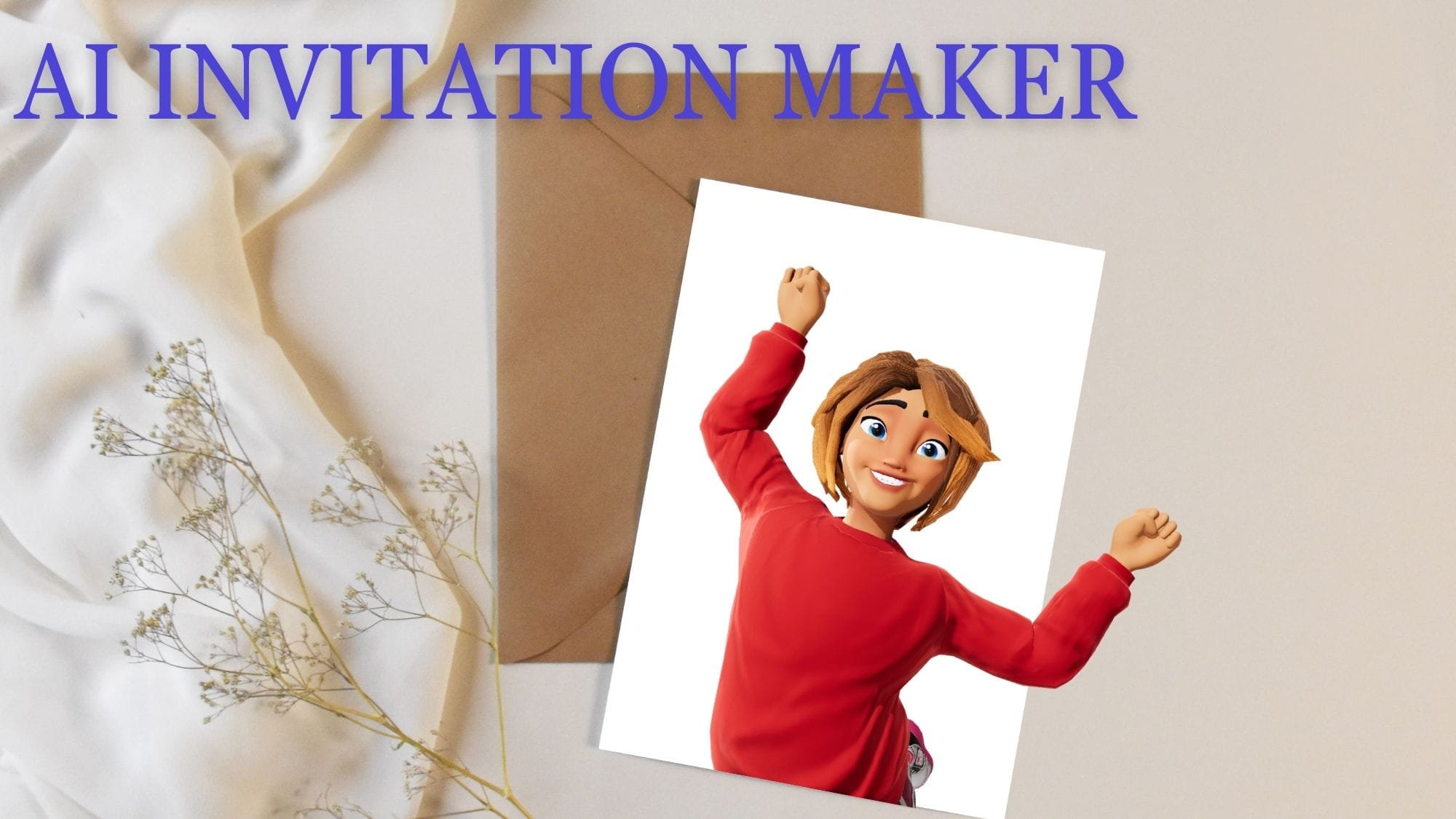 AI invitation card generator with animated cartoon characters