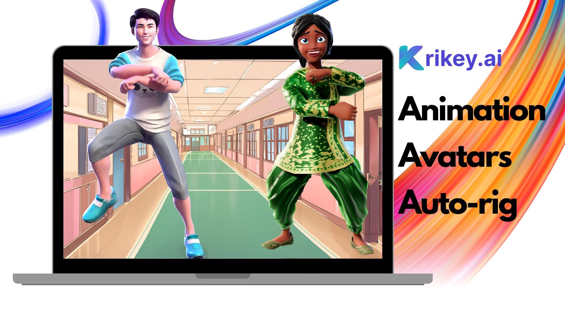 Ready Player Me VRChat 아바타 Mixamo 리깅 애니메이션은 Krikey AI 비디오 편집기에서 실행되었습니다.