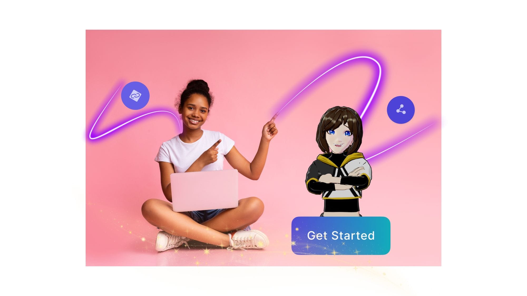 Simple animation ideas for kids with cute anime girl in Krikey AI video editor