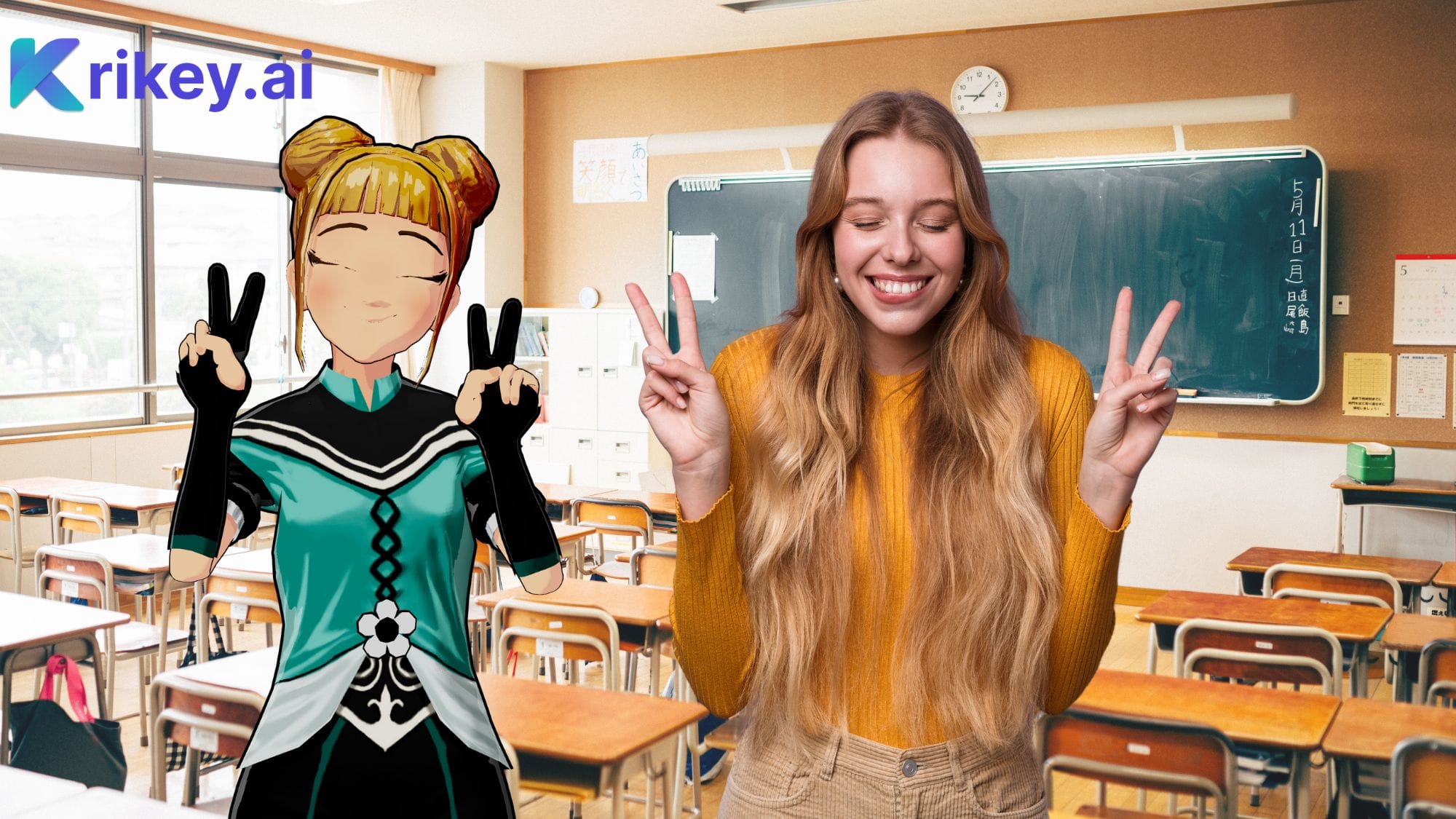 Animemeisje voor mobiele gamemarketing en videogamemarketing met Krikey AI