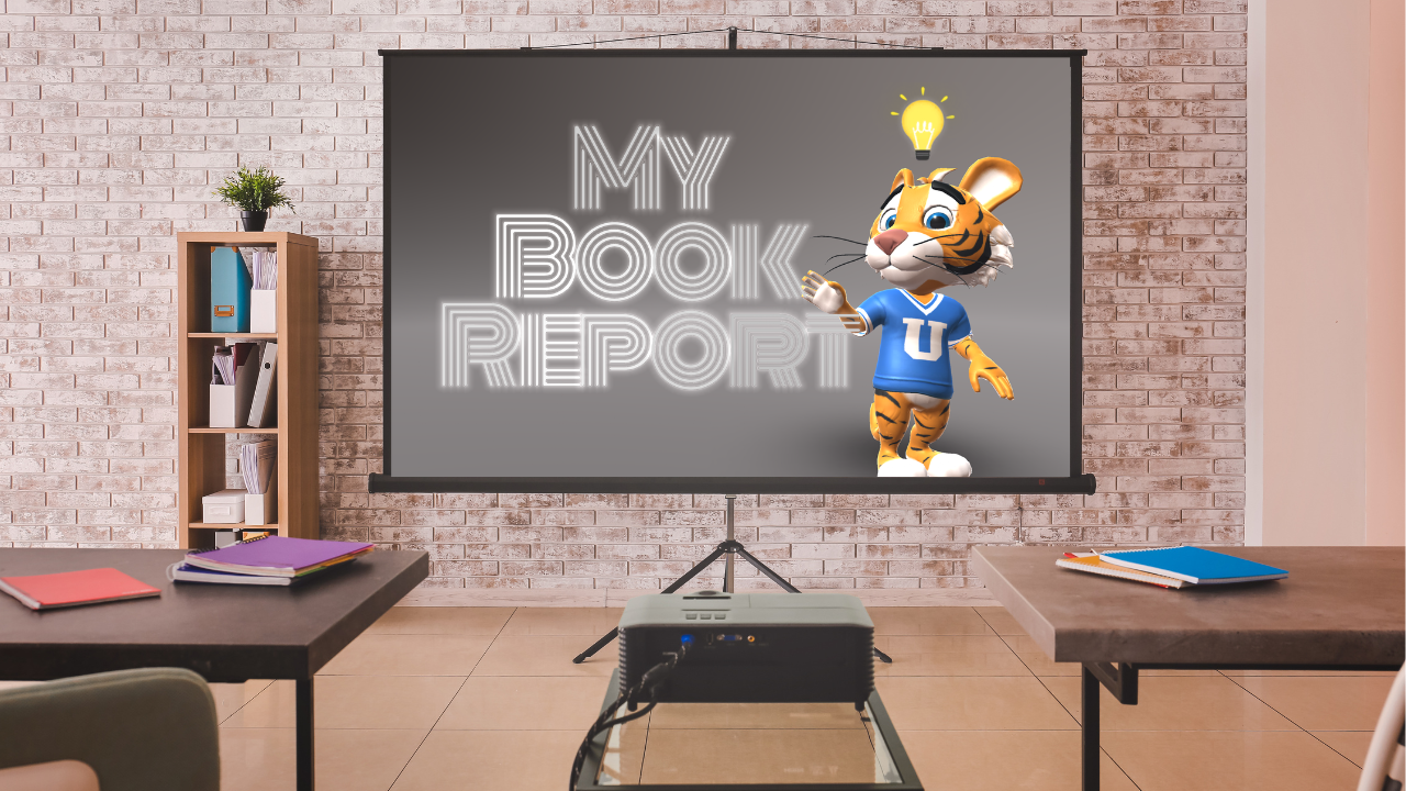 The Presentation Screen makes it easy to add images to enhance your book report. You can browse our extensive library of images, upload your own custom images, or use our AI tools to generate precisely the visuals you're looking for.