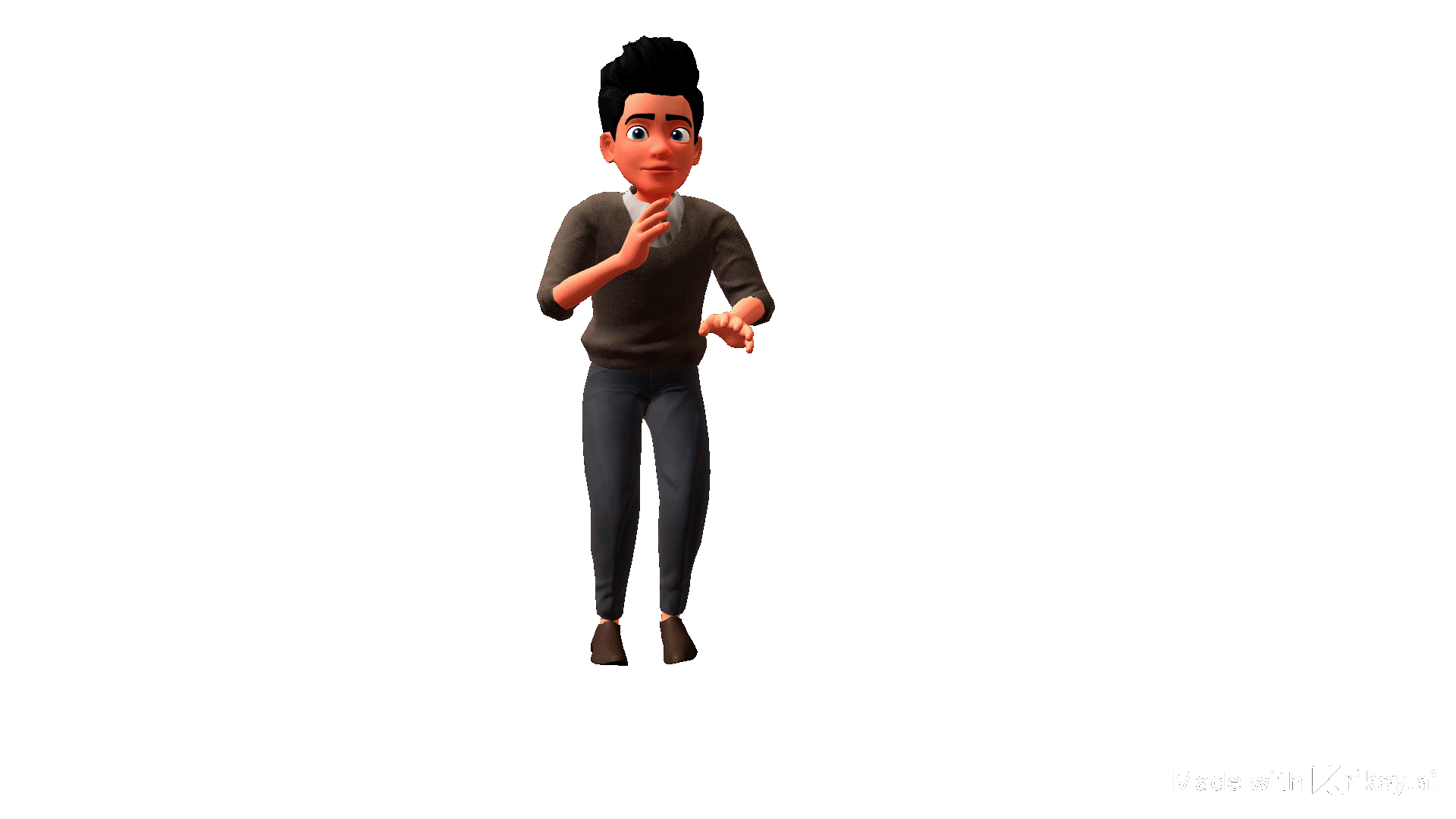 Animated character dancing exported as a transparent GIF for use as an eBook visual