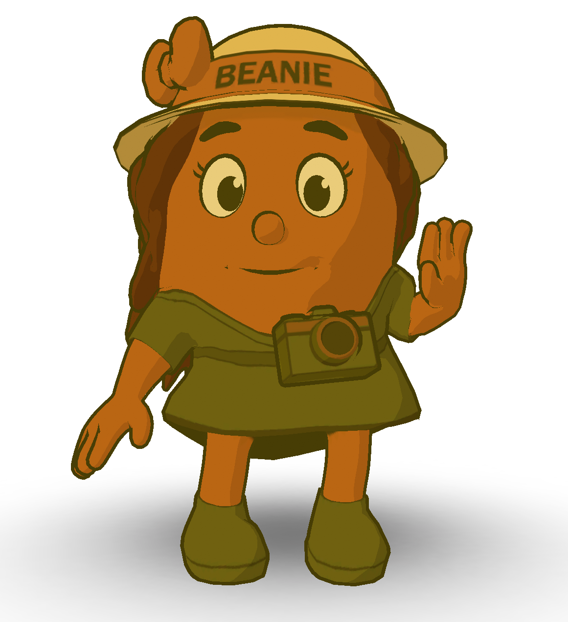Animated brand mascot coffee bean created with AI image to 3D model Krikey AI tools