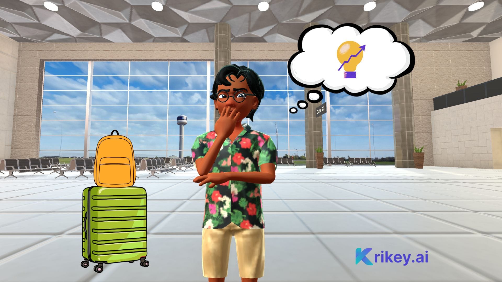 Animated character showing the how to of AI marketing