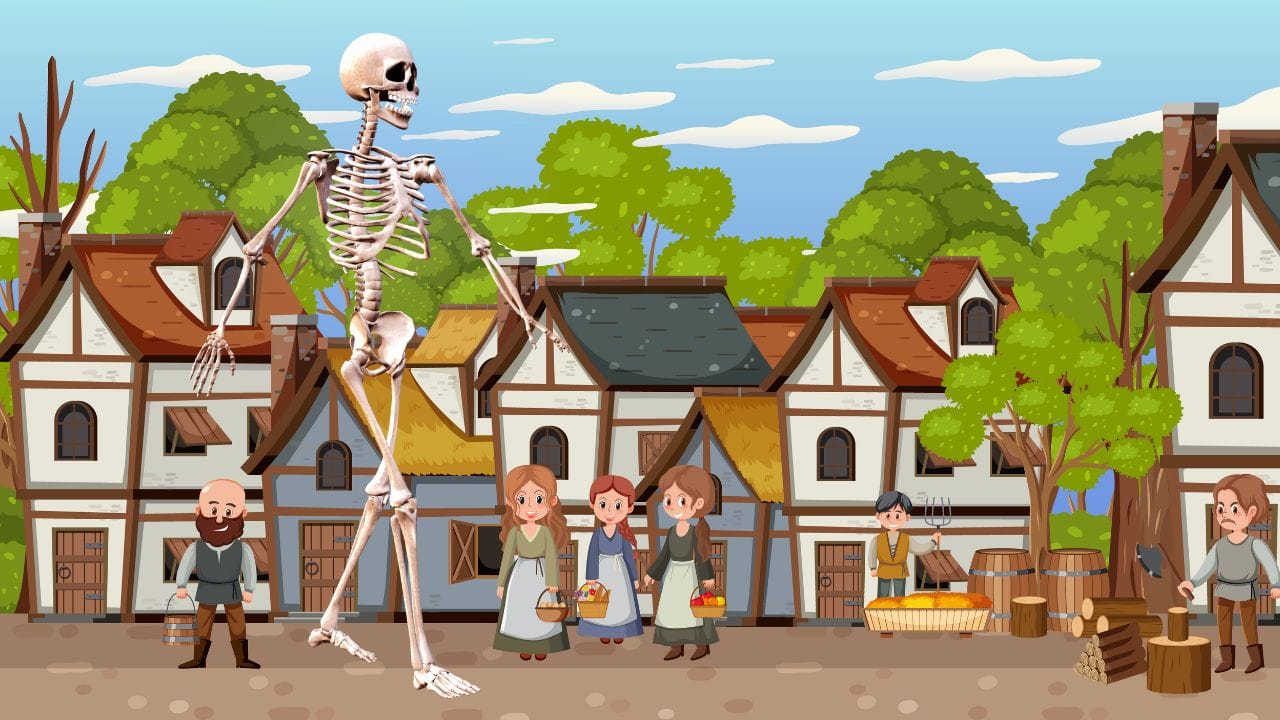 Generate AI music and lyrics for Giant Skeleton dance videos  AI voiceover and lip-sync for animated Cartoon Skeleton characters