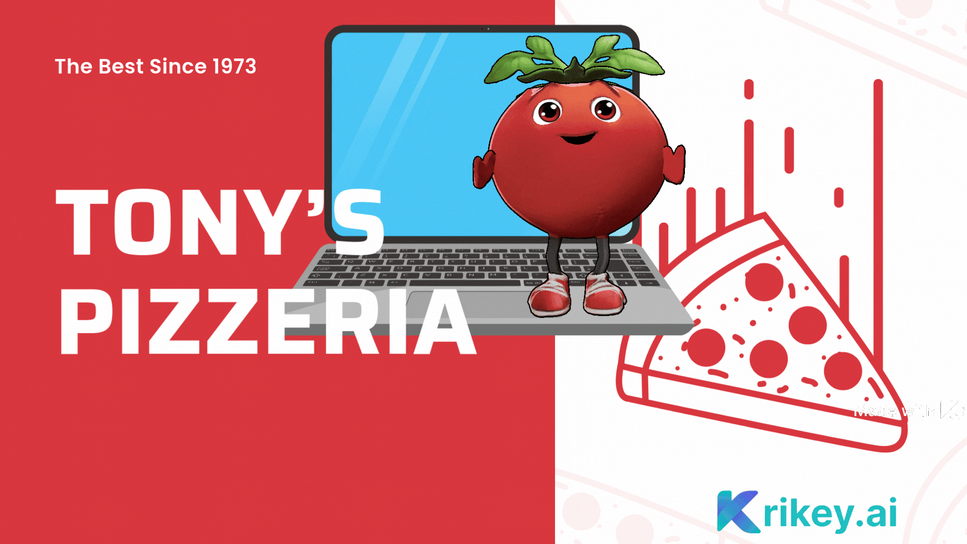 Animated GIF tomato character showing how to make an animated GIF for restaurant promo