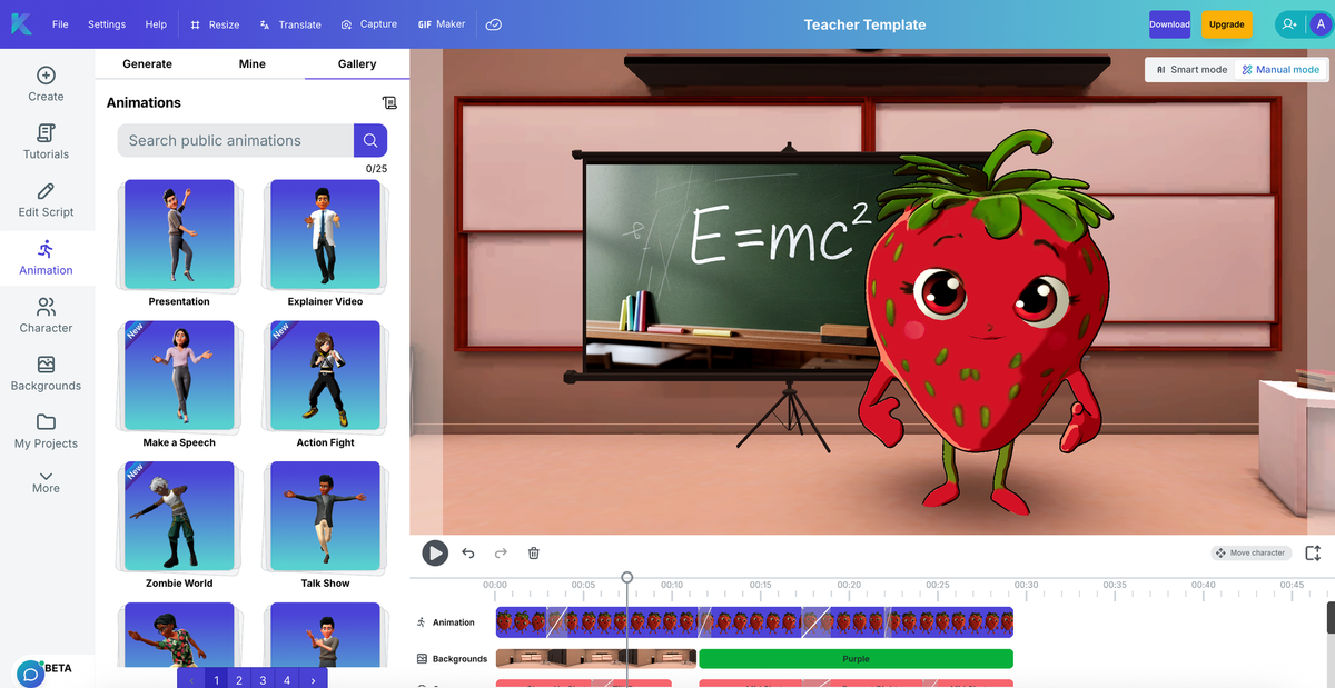 Free Mocap Animations in an AI Animation Tool