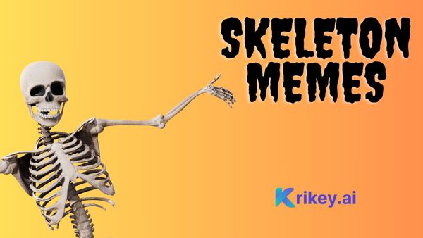 Skeleton Meme Generator tool made by Krikey AI Animation with an animated skeleton character